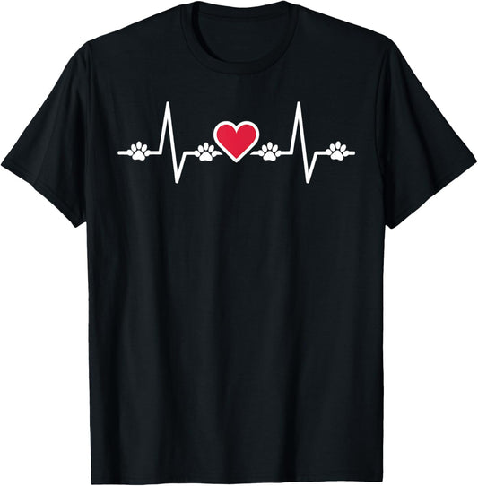 Dog Heartbeat EKG Pulse Paw Pet Lover Dog Mom Cute T-Shirt