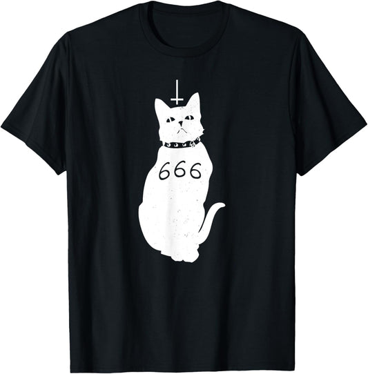 Hail Satan Demonic Cat 666 Cross - Love Cats T-Shirt T-Shirt