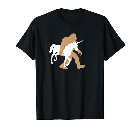 Bigfoot Carrying Unicorn Funny Cute Sasquatch Gift T-Shirt