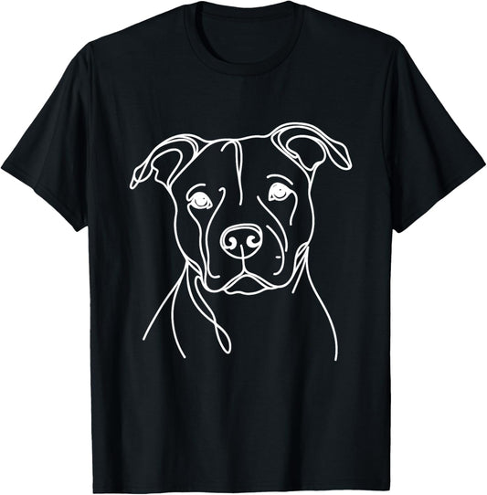 Line Art Dad Mom Dog - Pitbull T-Shirt