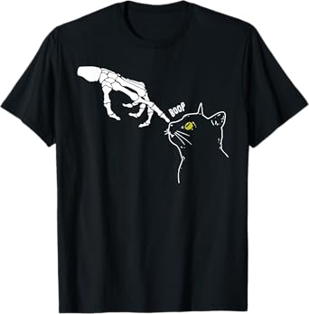 Halloween Skeleton Hand Cat Boop Funny Costume Cat Lovers T-Shirt