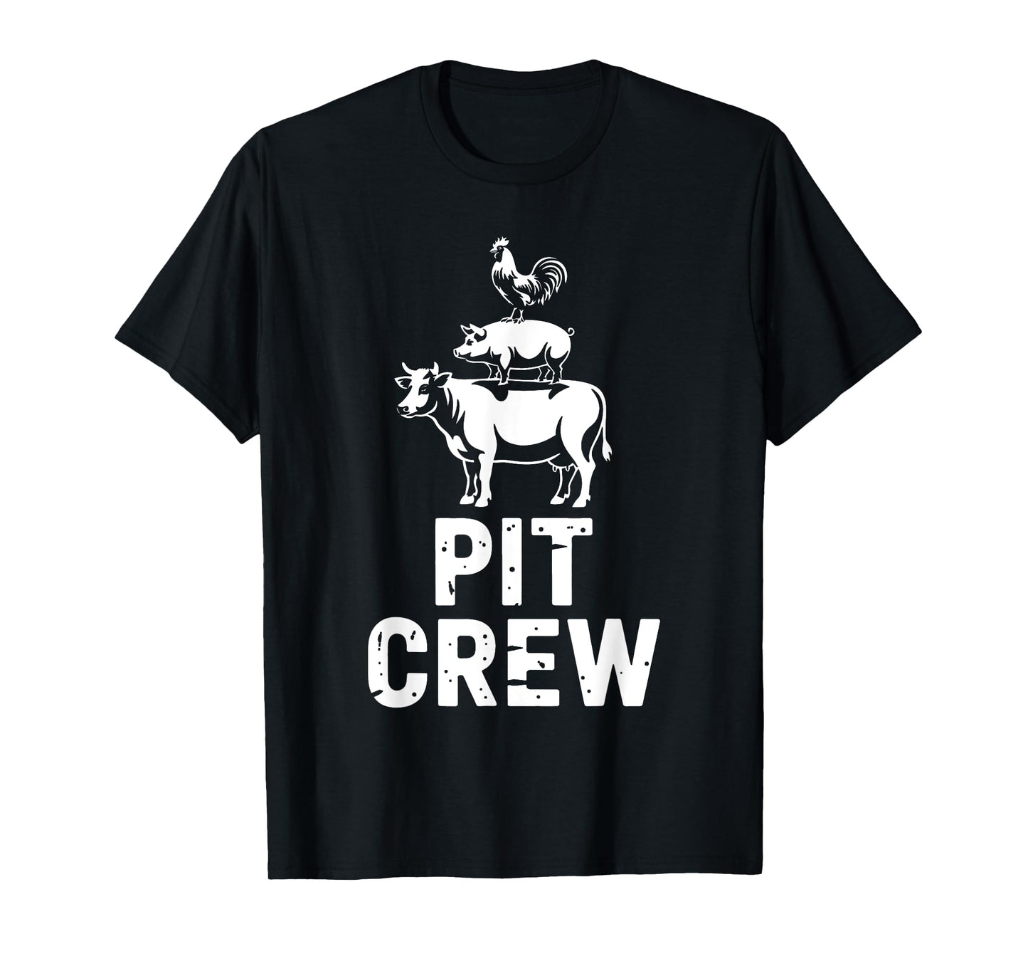 Pit Crew Funny BBQ Meat Stack Cow Pig Chicken Grilling T-Shirt