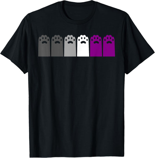 Minimalist Cat Paw Ace Pride Asexuality LGBTQ Plus Statement T-Shirt