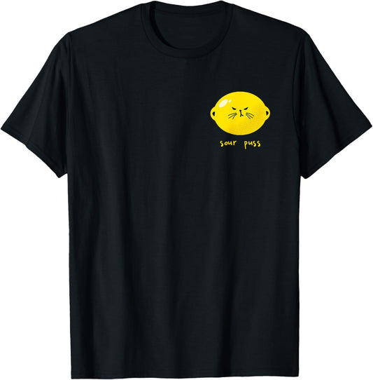 Sour Puss Cat Face On Lemon Cute Grumpy Sourpuss Curmudgeon T-Shirt