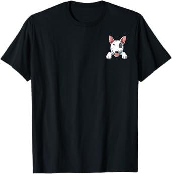 Bull Terrier Pocket Bull Terrier Peeking Out Pocket T-Shirt