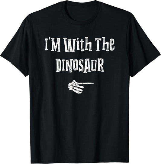 I'm With Dinosaur Halloween Costume Funny Couples Matching T-Shirt