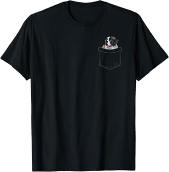 Funny Saint Bernard Art Men Women St. Bernard Dog in Pocket T-Shirt