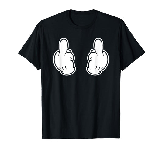 Cartoon Two Middle Fingers Flipping Off Double Bird Funny T-Shirt