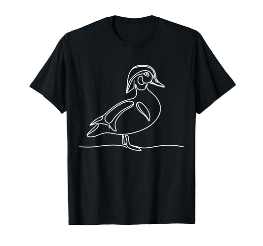 Line Art Bird & Ornithologist Wood Duck T-Shirt