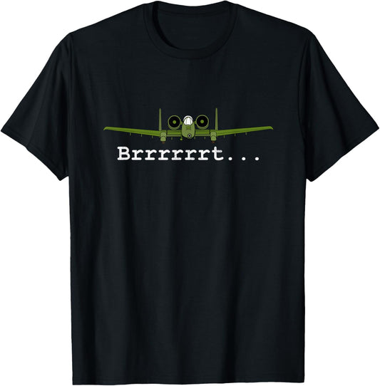 Dinosaurus Rekx A-10 Thunderbolt II Warthog Retro Graphic T-Shirt - Black, Unisex-Adults, Small