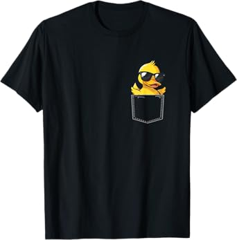 Duck Wearing Glasses Vintage Ducks Cute Animals In Pocket T-Shirt
