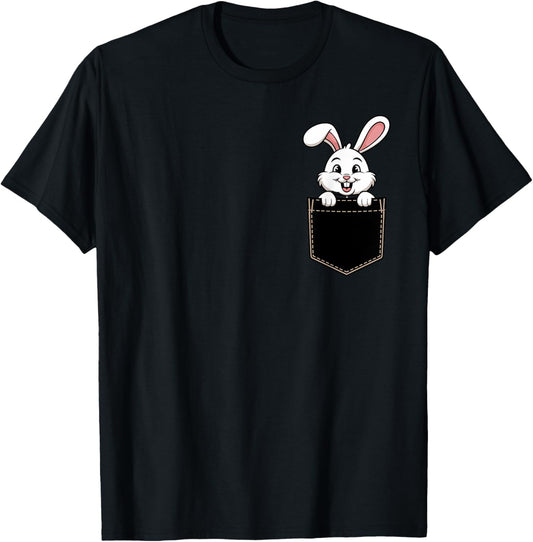Funny Rabbit In Pocket Animal Cute Women Men T-Shirt