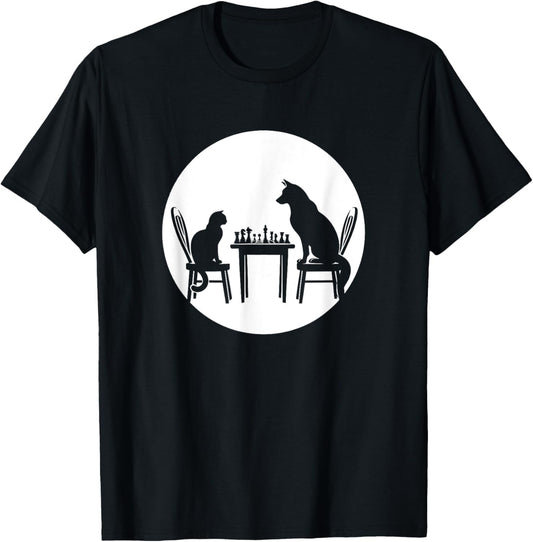 Chess Player, Men & Boys, Chess Board Cat Dog & Funny Chess T-Shirt