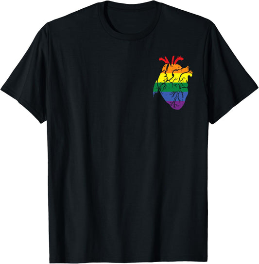 Anatomical Rainbow Heart Gay Pride Flag LGBT Nurse RN Gift T-Shirt