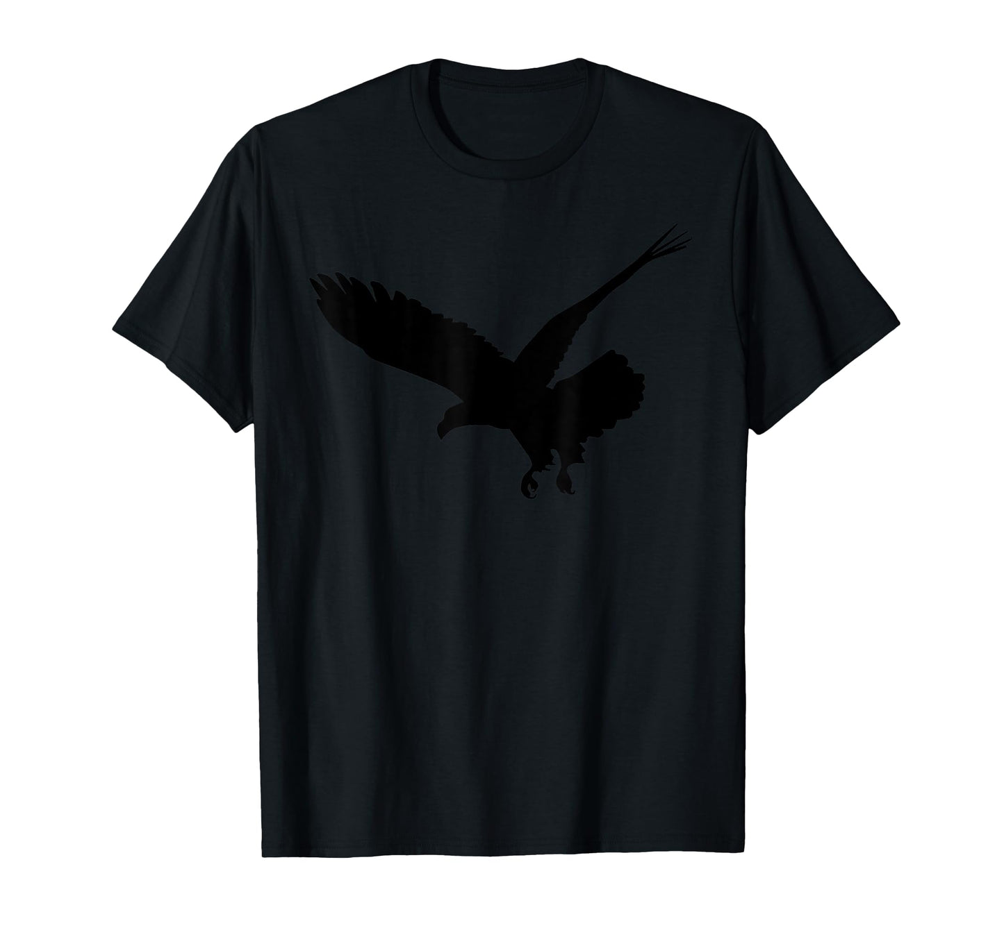 American Eagle Shirts Apparel Unisex Adult Grey Small Classic Fit Short Sleeve T-Shirt with Unique Graphic Art of Black Flying Eagle Bird Silhouette