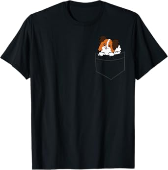 Cute Papillon Dog Owner Papillon In a Pocket Men Women Girls Kids T-Shirt