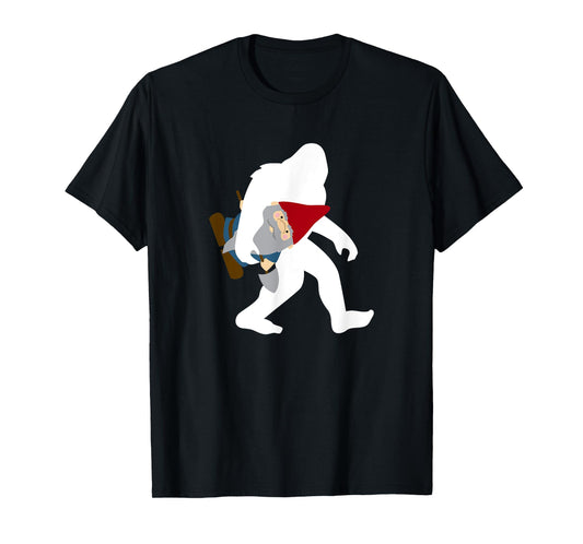 Bigfoot Carrying Gnome Funny Cute Sasquatch Gift T-Shirt