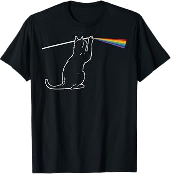 Cat Prism Rainbow Light Funny Science Physics Men Women Kids T-Shirt