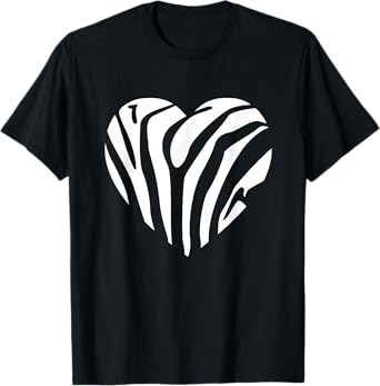 Zebra Heart Animal Lover Stripe Africa Gift Men Women Kids T-Shirt