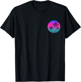 Sunset Cool Summer Vacation Men Women Beach Palm Tree T-Shirt