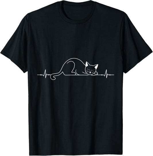 Cat Heartbeat Love Cats Women's Girls Cat Lover T-Shirt