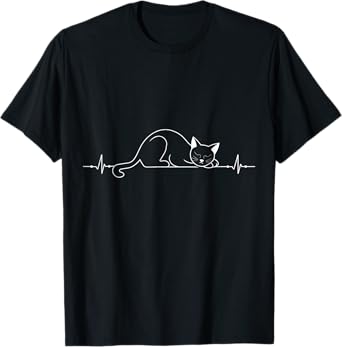 Cat Heartbeat Love Cats Women's Girls Cat Lover T-Shirt