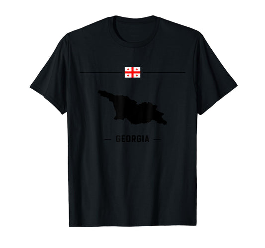 Georgian flag with map and name of the country Georgia T-Shirt