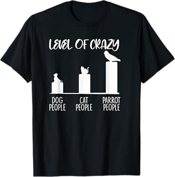 Level Of Crazy Parrot People Funny Fowl Pet Bird Lover Gift T-Shirt
