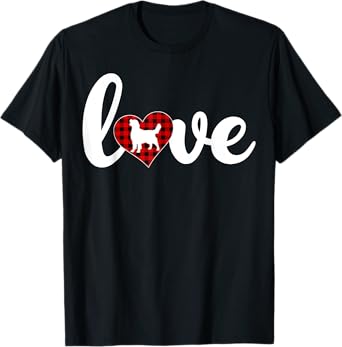 Funny Buffalo Plaid Love Golden Retriever Dog Valentines Day T-Shirt for Men Women Girls Kids