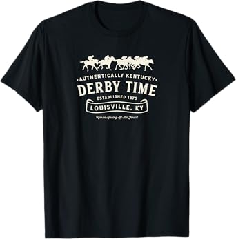 Derby Kentucky horse racing Vintage Graphic T-Shirt, Unisex, Black, Small, Short Sleeve, Classic Fit, Cotton Polyester Blend, Derby-themed