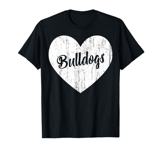 Bulldogs School Sports Fan Team Spirit Mascot Heart Gift T-Shirt