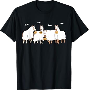 Horse Ghost Funny Lazy Halloween Costume Farmhouse T-Shirt