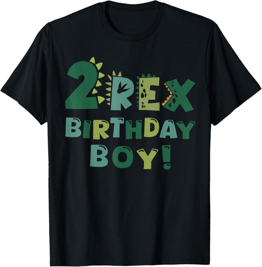 2 Rex Birthday Boy Dinosaur Party Outfit Youth Kids T-Shirt