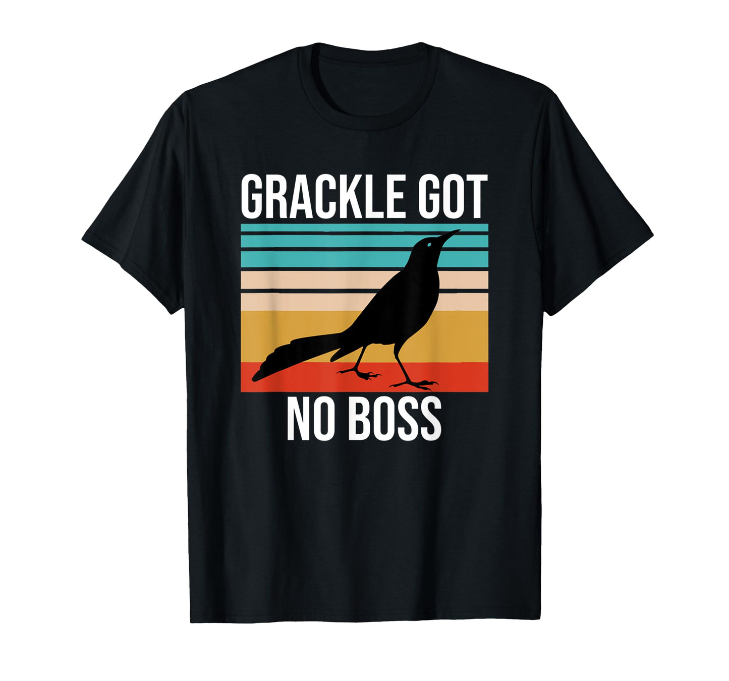 Vintage Grackle Got No Boss Funny Bird Lover Retro T-Shirt