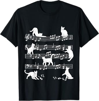 Cat Music Pet Cat Design T-Shirt for Men Women Girls Kids