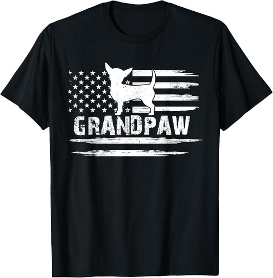 Grandpaw American Flag Chihuahua Dog Lover Grandfather T-Shirt