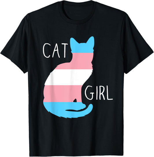 Trans Cat Girl Pride Cat Trans Flag LGBT Pride Anime T-Shirt