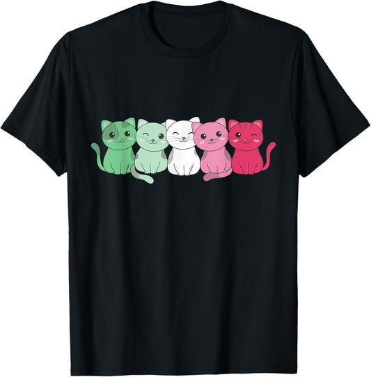 abrosexual Flag Pile Pride LGBTQ Cats cute abrosexua cat T-Shirt