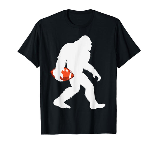 Sasquatchful Girls' Unisex-Kids Football-Themed Bigfoot T-Shirt - Black, Small, Short Sleeve