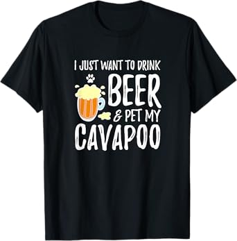 Beer and Cavapoo Shirt Funny Dog Mom or Dog Dad Gift Idea T-Shirt