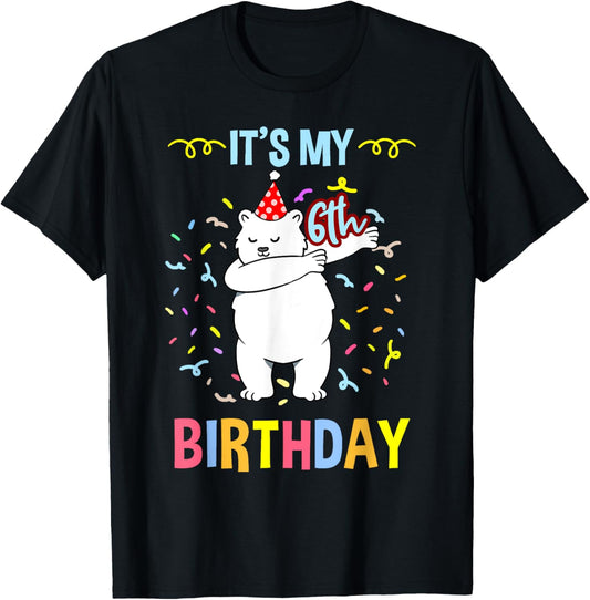 Its My 6th Birthday Dabbing Polar Bear T-Shirt