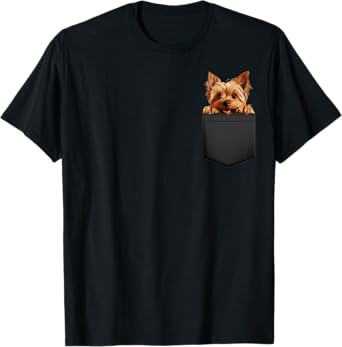 Funny Silky Terrier Puppy Dog In Pocket Cute Pet Lover Men Women Girls Kids T-Shirt