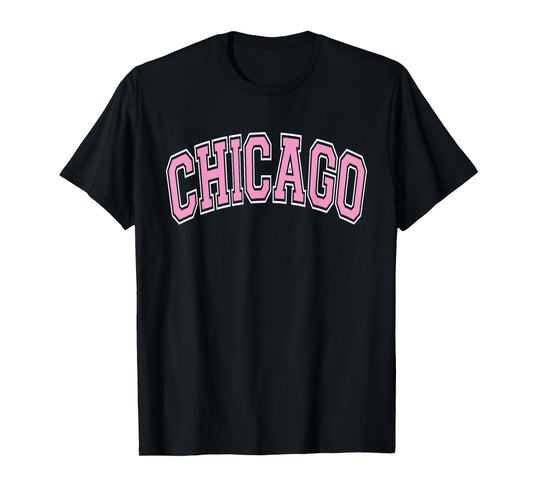 Chicago Arched Pink Text T-Shirt