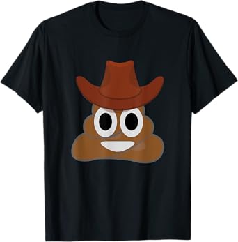 Cowboy Hat Emoticon Poop Tshirt - Happy Face Cartoon Horse T-Shirt