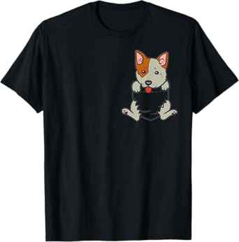 Pocket Heeler Feet Cute Animal Pet Blue Red Cattle Dog Gift Men Women Girls Kids T-Shirt