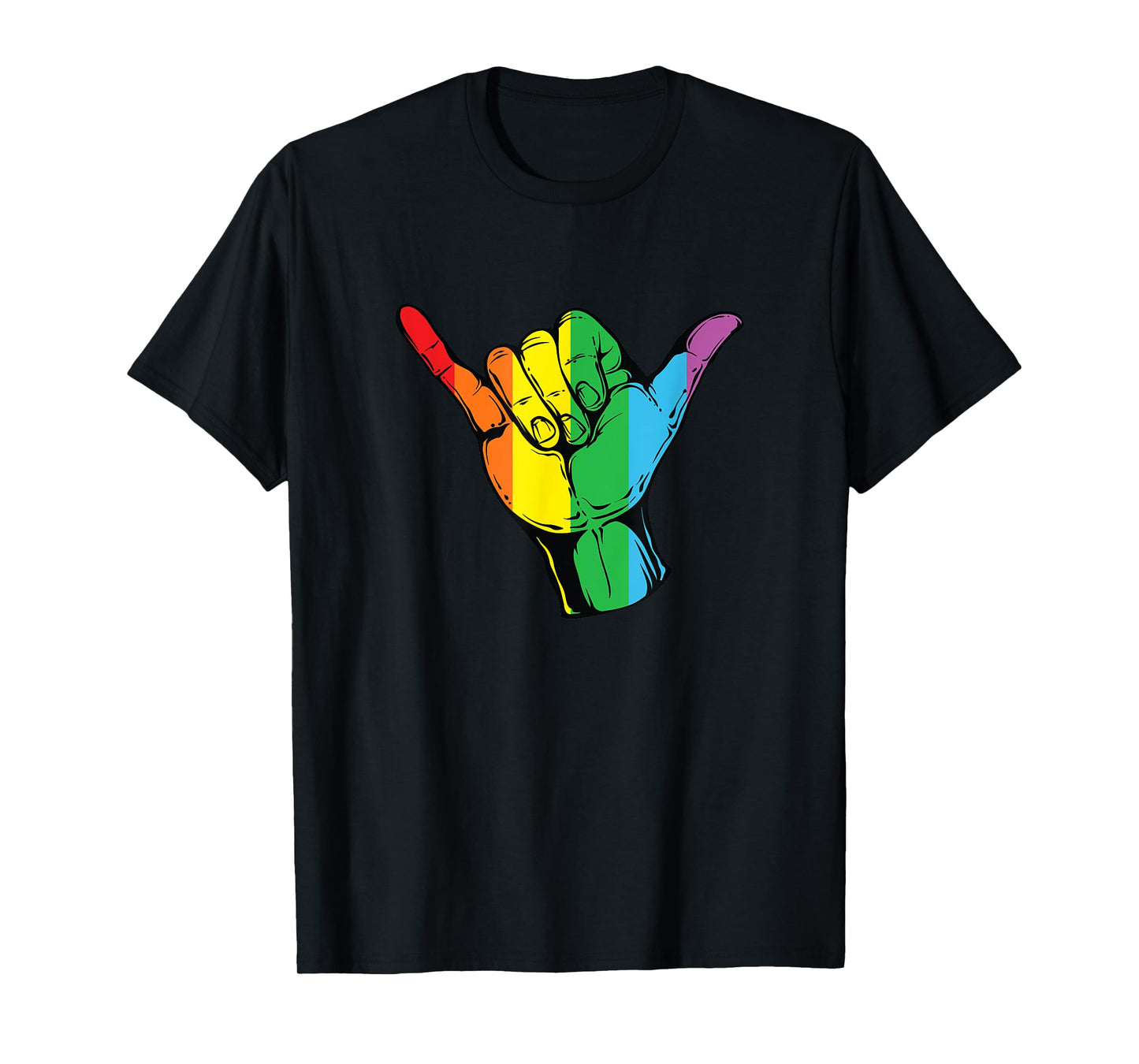 Gay Shaka Hand Sign Shirt Pride Month LGBT Flag Colors Shirt