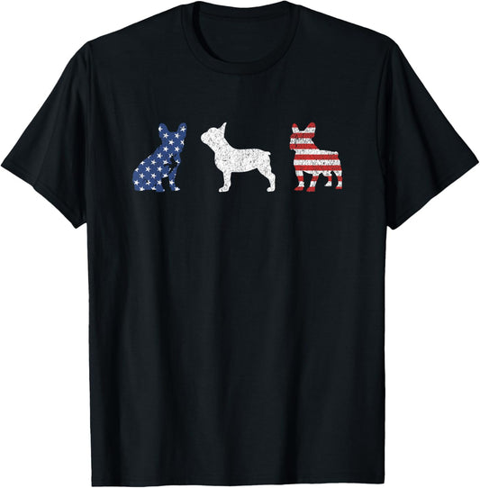 French Bulldog 4th of July Dog Patriotic USA Flag Man Woman T-Shirt