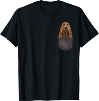 Dog In Pocket Funny Dog Lover Bloodhound Men Women Girls Kids T-Shirt