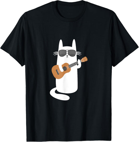 Ukulele Cat with Sunglasses Ukulele Player T-Shirt