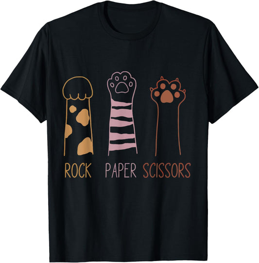 Rock Paper Scissors Cat Paws Game Cute Paw Funny Cat lovers T-Shirt